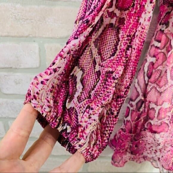 Rocco Sand NWT Lexi Pink Snake Print Wrap Dress Size S - Picture 8 of 12